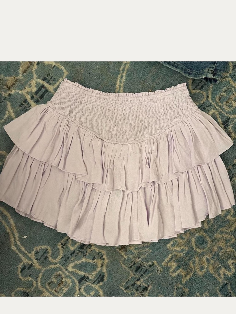 Tiered Lavender Ruffle Mini Skirt with Smocked Waist